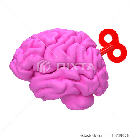 The Human brain with wind up for Medical or Technology concept 3d rendering. The Human brain with wind up for Medical or Technology concept 3d rendering. 110739076