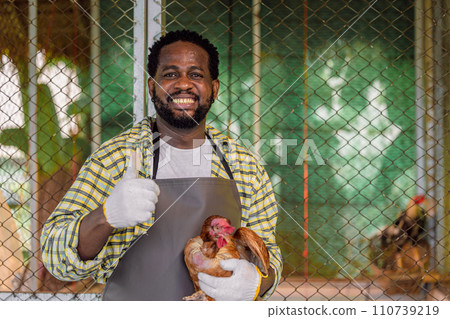 african male farmer worker standing portrait in livestock farm small business owner happy smile african male farmer worker standing portrait in livestock farm small business owner happy smile 110739219