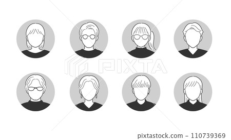 Vector icon monochrome illustration set of simple casual people Vector icon monochrome illustration set of simple casual people 110739369