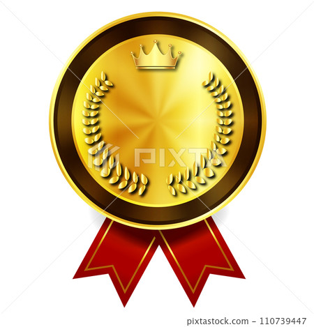 Medal crown gold ribbon icon Medal crown gold ribbon icon 110739447