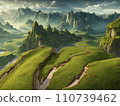 雲霧繚繞的山丘（AI影像） 110739462