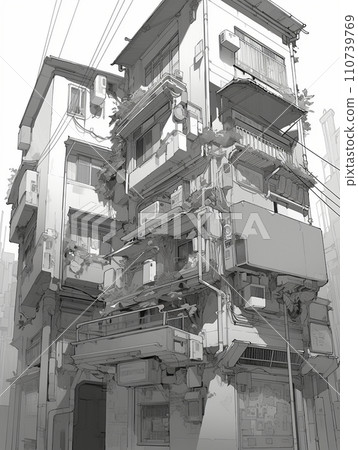 卡通背景線描 卡通背景線描 110739769