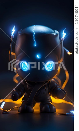 Cute glowing robot with trails of light Cute glowing robot with trails of light 110740014