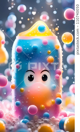 Colorful bubbles drink 3d drawing cartoon artwork Colorful bubbles drink 3d drawing cartoon artwork 110740050