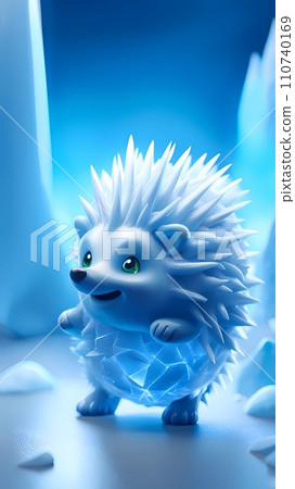 Ice hedgehog 3d cartoon character illustration - Stock Illustration ...