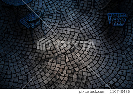Fan-shaped cobblestone plaza Fan-shaped cobblestone plaza 110740486