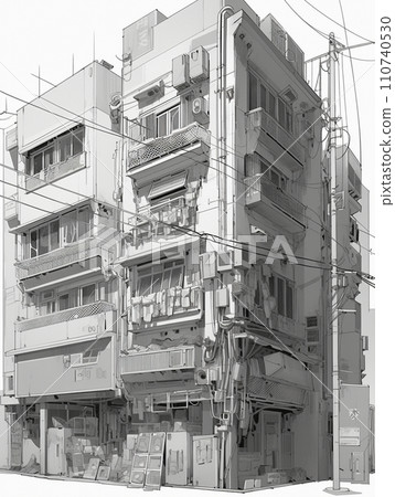 漫畫背景線描素材 110740530