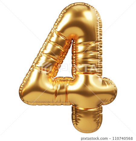 Gold Balloon 3D Number 4 110740568