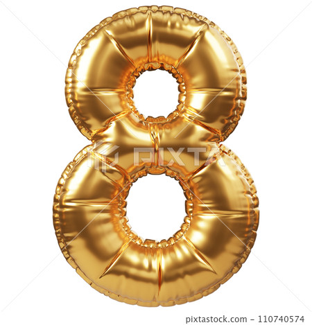Gold Balloon 3D Number 8 Gold Balloon 3D Number 8 110740574