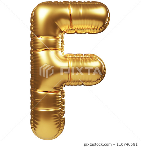 Gold Balloon 3D Letter F 110740581