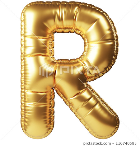 Gold Balloon 3D Letter R 110740593