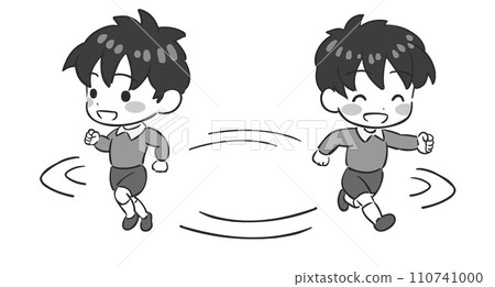 一個健康的奔跑的孩子的插圖 110741000