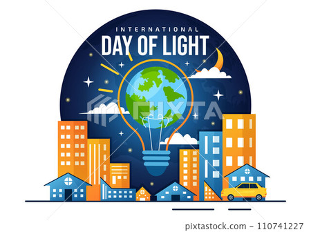 International Day of Light Vector Illustration on May 16 to the Importance Use of Lamp and Savings in Human Life in Flat Cartoon Background 110741227