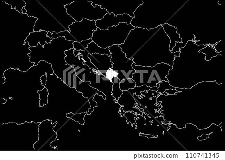 Montenegro map europe black background 110741345