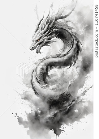 墨繪龍龍神的好運靈術（AI生成圖像） 110741459