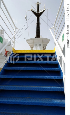 The stairs of a ferry towards the Mediterranean islands. The stairs of a ferry towards the Mediterranean islands. 110741505