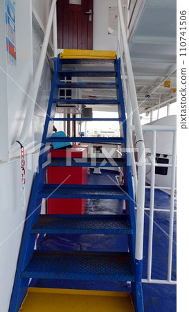 The stairs of a ferry towards the Mediterranean islands. The stairs of a ferry towards the Mediterranean islands. 110741506