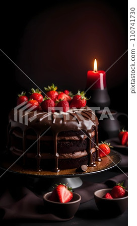chocolate cake with strawberries chocolate cake with strawberries 110741730