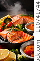 Steamed salmon fish with vegetables 110741744