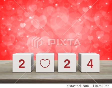 Happy new year 2024 and Valentines day concept Happy new year 2024 and Valentines day concept 110741946