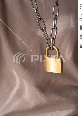 Padlock and chain Padlock and chain 110742734