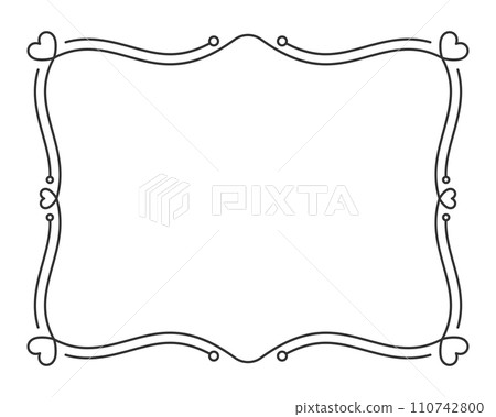 Vintage frame border divider text black line. Heart valentine separator uneditable stroke filigree rectangle greeting card restaurant menu wedding decor book cover pattern framework template isolated Vintage frame border divider text black line. Heart valentine separator uneditable stroke filigree rectangle greeting card restaurant menu wedding decor book cover pattern framework template isolated 110742800