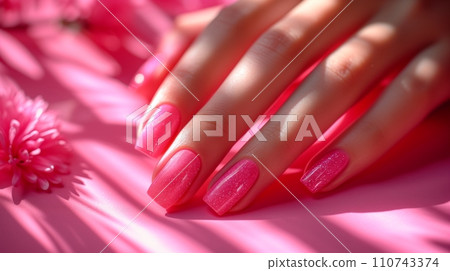 Pink nail polish with glitter: AI work Pink nail polish with glitter: AI work 110743374