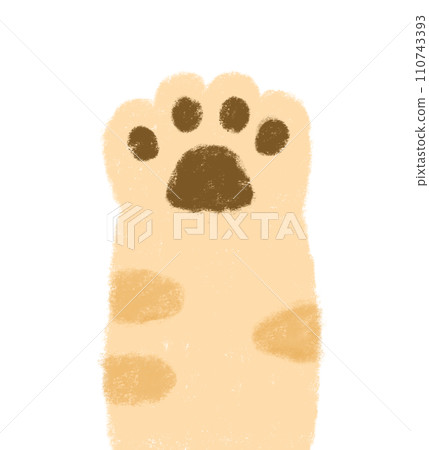 Brown tabby cat paw crayon touch 110743393
