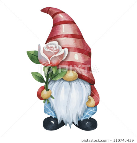 Cute Gnome holding a rose Cute Gnome holding a rose 110743439