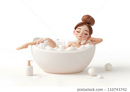 在浴缸裡洗澡的女人 110743742