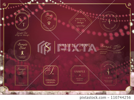 優雅別緻的優雅框架設置紅色聖誕色 110744256