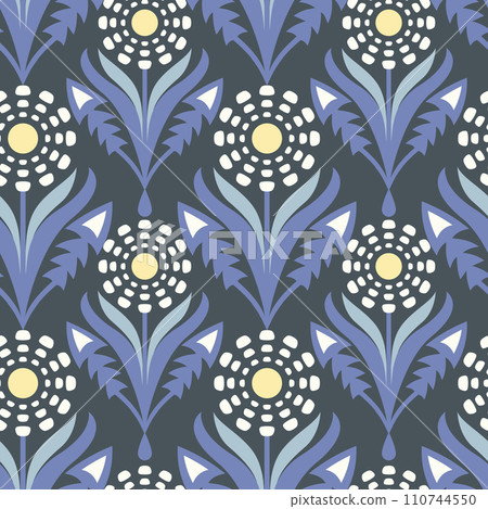 Vector seamless pattern with stylized dandelions on a dark blue background Vector seamless pattern with stylized dandelions on a dark blue background 110744550