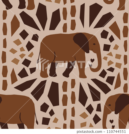 Vector seamless pattern in ethnic style with elephants Vector seamless pattern in ethnic style with elephants 110744551