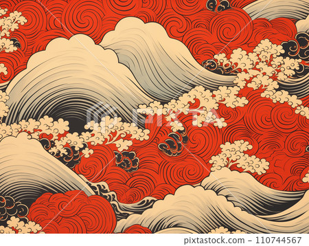 日式圖案 日本傳統波浪 日式圖案 日本傳統波浪 110744567