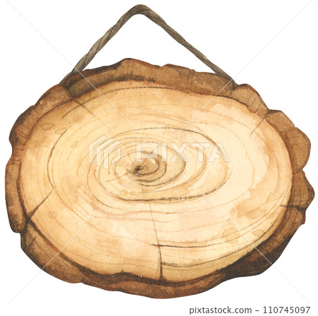 Wooden signboard. Watercolor style. Wooden signboard. Watercolor style. 110745097