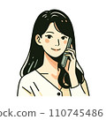 一名 20 多歲的日本女性用智慧型手機交談的插圖 110745486