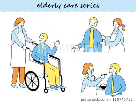 Elderly care illustration material collection Elderly care illustration material collection 110745732
