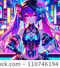 賽博朋克霓虹色女孩 110746194
