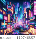 未來世界的賽博龐克城市景觀 110746357