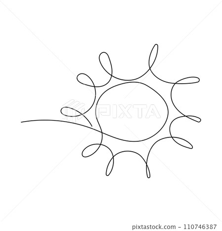 Continuous line art circle sun, single line sketch,doodle isolated on white background. Abstract modern icon hand drawn element Continuous line art circle sun, single line sketch,doodle isolated on white background. Abstract modern icon hand drawn element 110746387