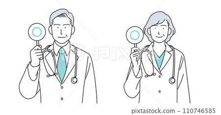 附聽診器的高級醫師人物插畫 110746585