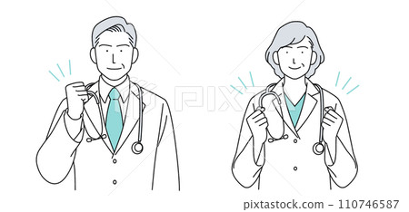 附聽診器的高級醫師人物插畫 110746587