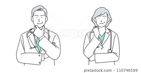 附聽診器的高級醫師人物插畫 110746589
