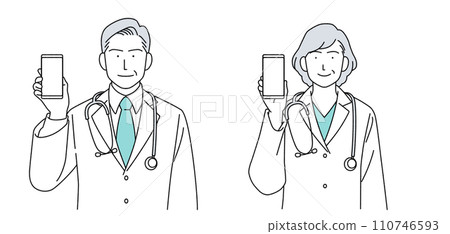 附聽診器的高級醫師人物插畫 110746593