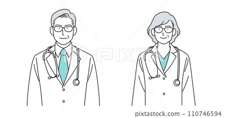 附聽診器的高級醫師人物插畫 附聽診器的高級醫師人物插畫 110746594