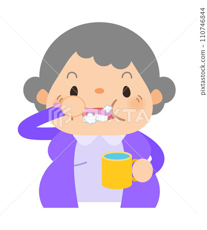 Grandma - tooth brushing 110746844