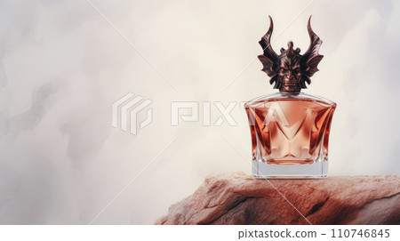 AI-generated content. Empty perfume bottle mockup in the shape of a devil 110746845
