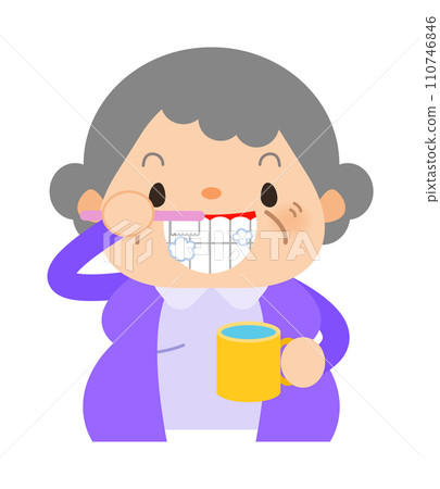 Grandma - tooth brushing 110746846
