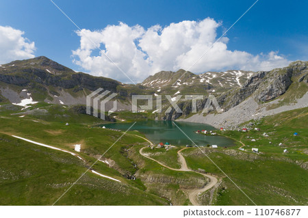 Kapetanovo lake in Montenegro in the spring, aerial view Kapetanovo lake in Montenegro in the spring, aerial view 110746877