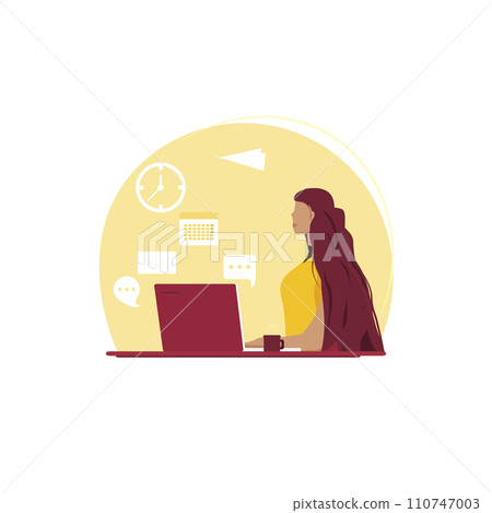 Girl programmer works at the computer. Girl programmer works at the computer. 110747003